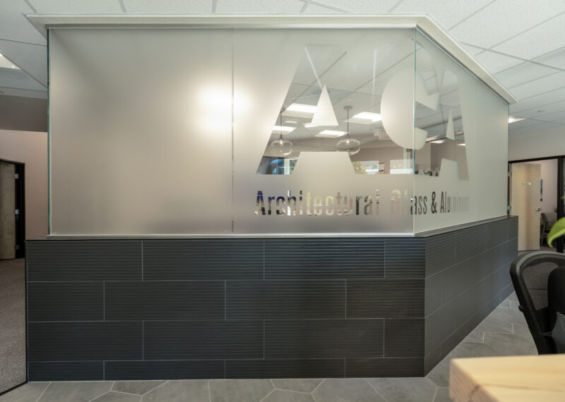 Commercial Remodel: Custom Logo Glass