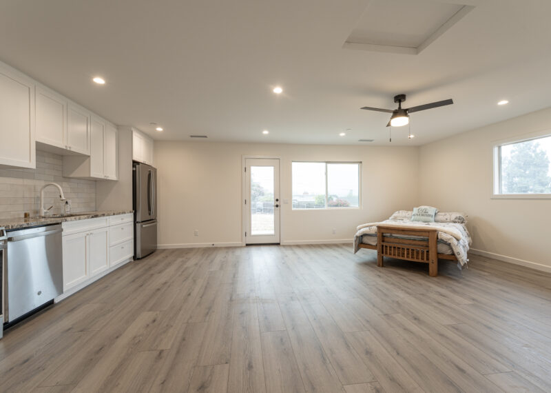 Accessory Dwelling Unit Garage Conversion - Living Room and Kitchen