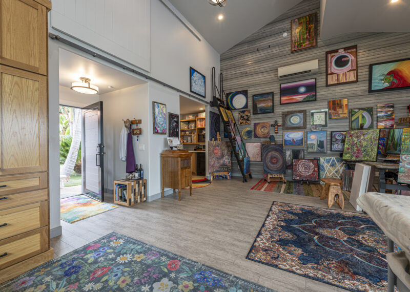 Light, bright art studio built for a residential client by Youngren Construction