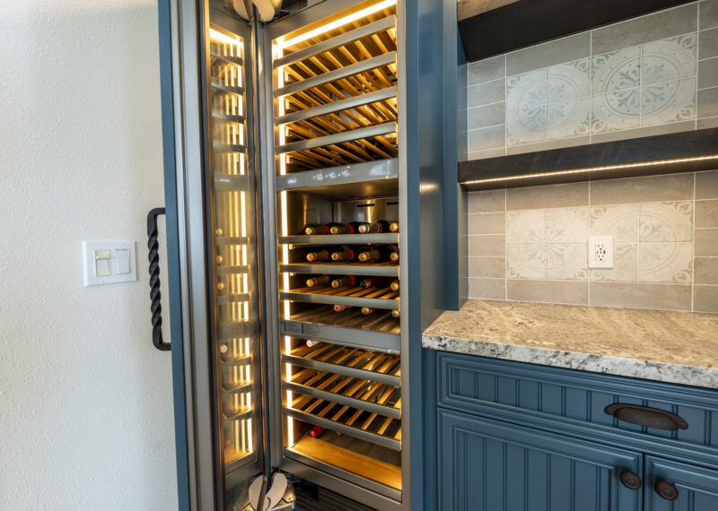 Custom wine fridge in kitchen renovation