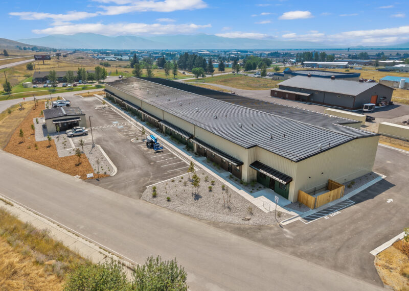Aerial view of commercial condominiums and flex warehouse space by Youngren Construction