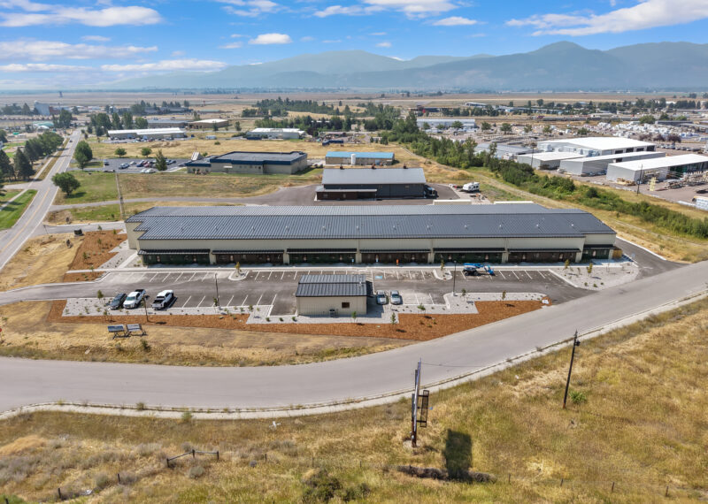 Aerial view of commercial condominiums and flex warehouse space by Youngren Construction